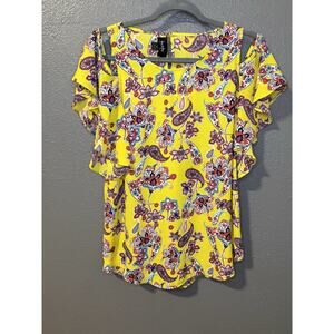 By&By Floral Print Yellow Blouse size M (sku 53)